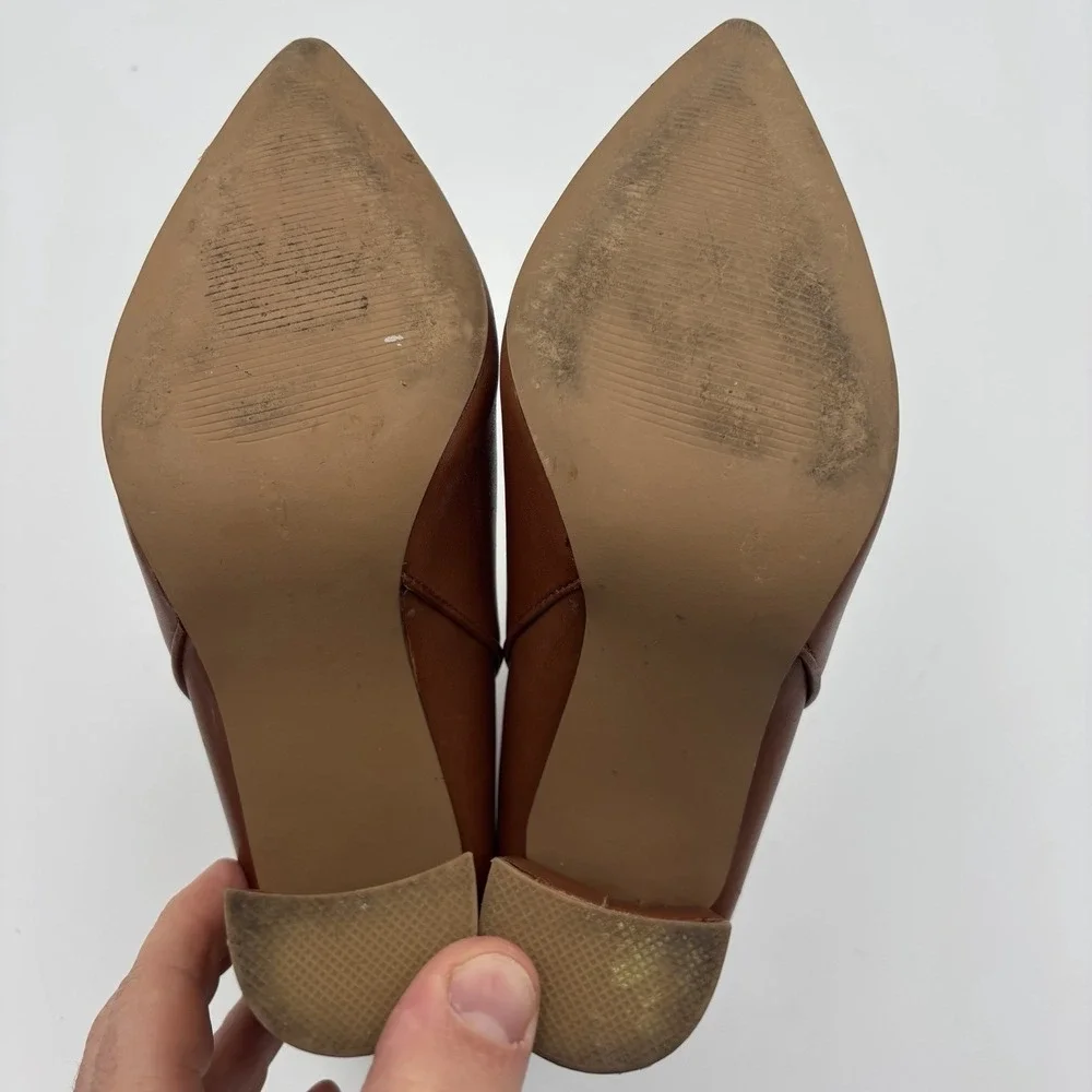 STEVE MADDEN Renn Brown Leather Block‎ Heel Pointed Zip Up Boots Womens Size 8.5